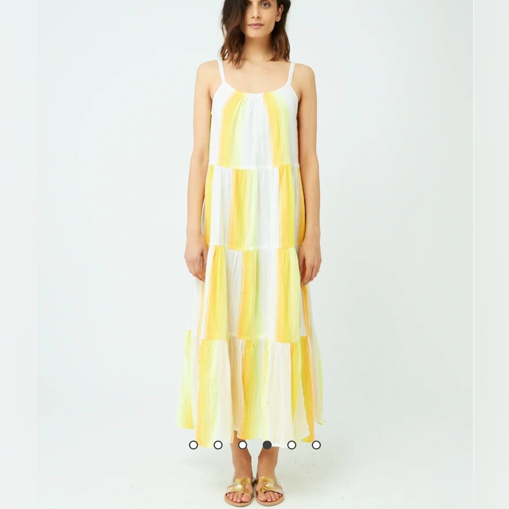 Lemlem Mazaa Cascade Stripe Tiered Midi Cover-up Dress